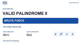 Valid Palindrome II | Brute Force - Try Every Deletion | LeetCode 680