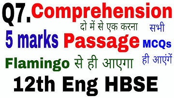 solved comprehension passage flamingo english hbse exams 2024 by vijay kumar