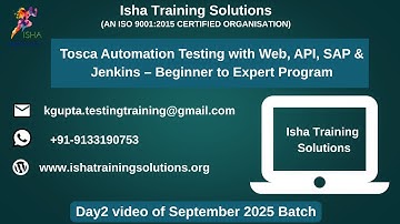Tricentis Tosca for Test Automation Day2 video on 3rd September 2025. at +91-9133190573 to enroll