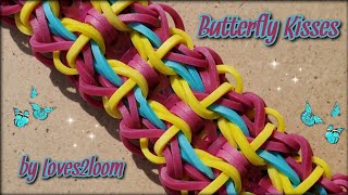 "Butterfly Kisses" Rainbow Loom Bracelet Tutorial (3 bars wide)