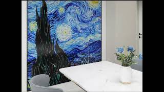 Custom handmade mosaic art for interior decor | Van Gogh starry sky mosaic artwork