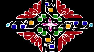 21*1dots Awesome and simple Colorful rangoli design | 2020 sankranthi muggulu | New Year kolam 2020|