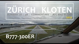 Zürich Kloten Runway 28 Pilot view Landing in the 777-300ER 4K-LIDO Imagery by Lufthansa Systems
