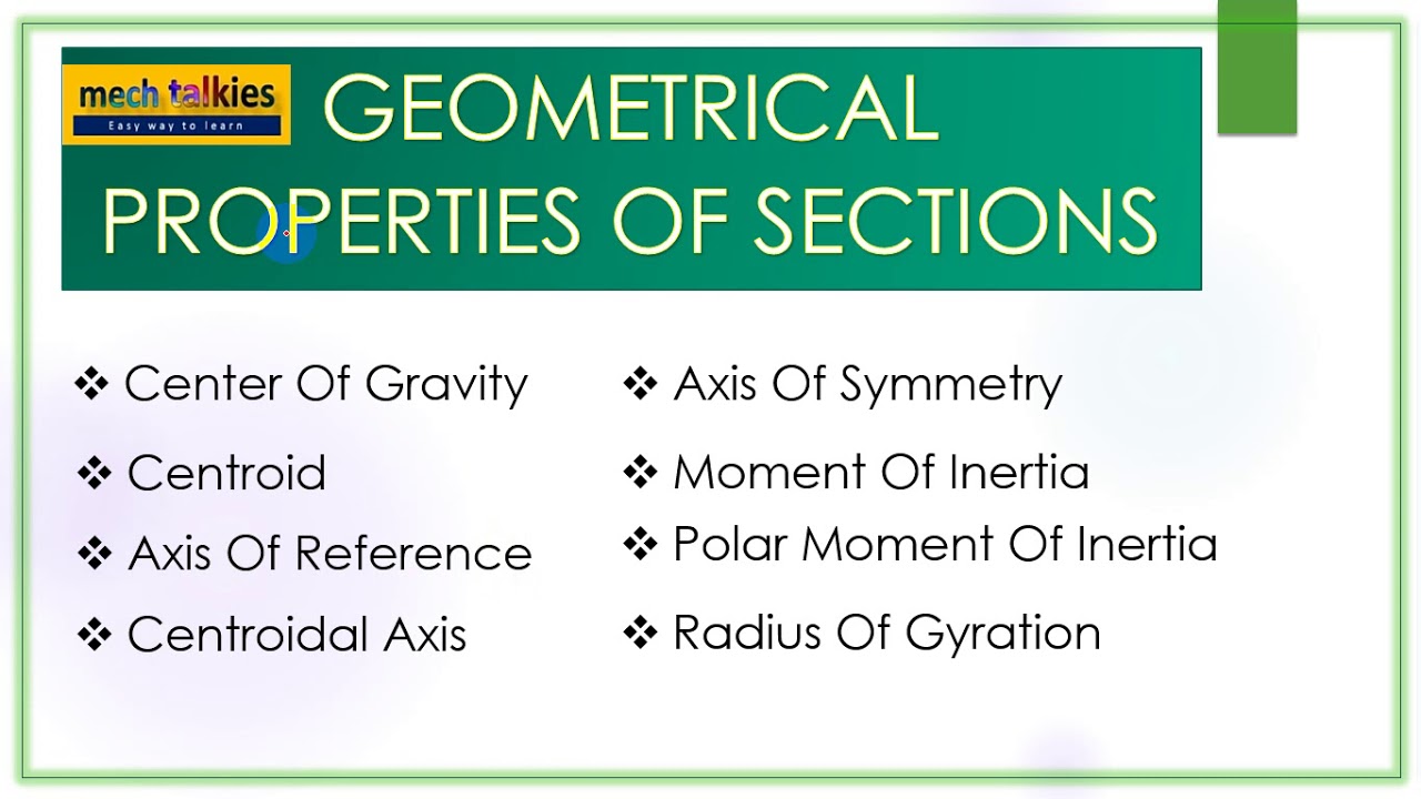 Geometrical properties of sections explained in tamil YouTube