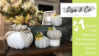 $1 Fall DIYs Part 2  ||  5 Dollar Tree Fall Farmhouse DIYs  ||  Lisa & Company