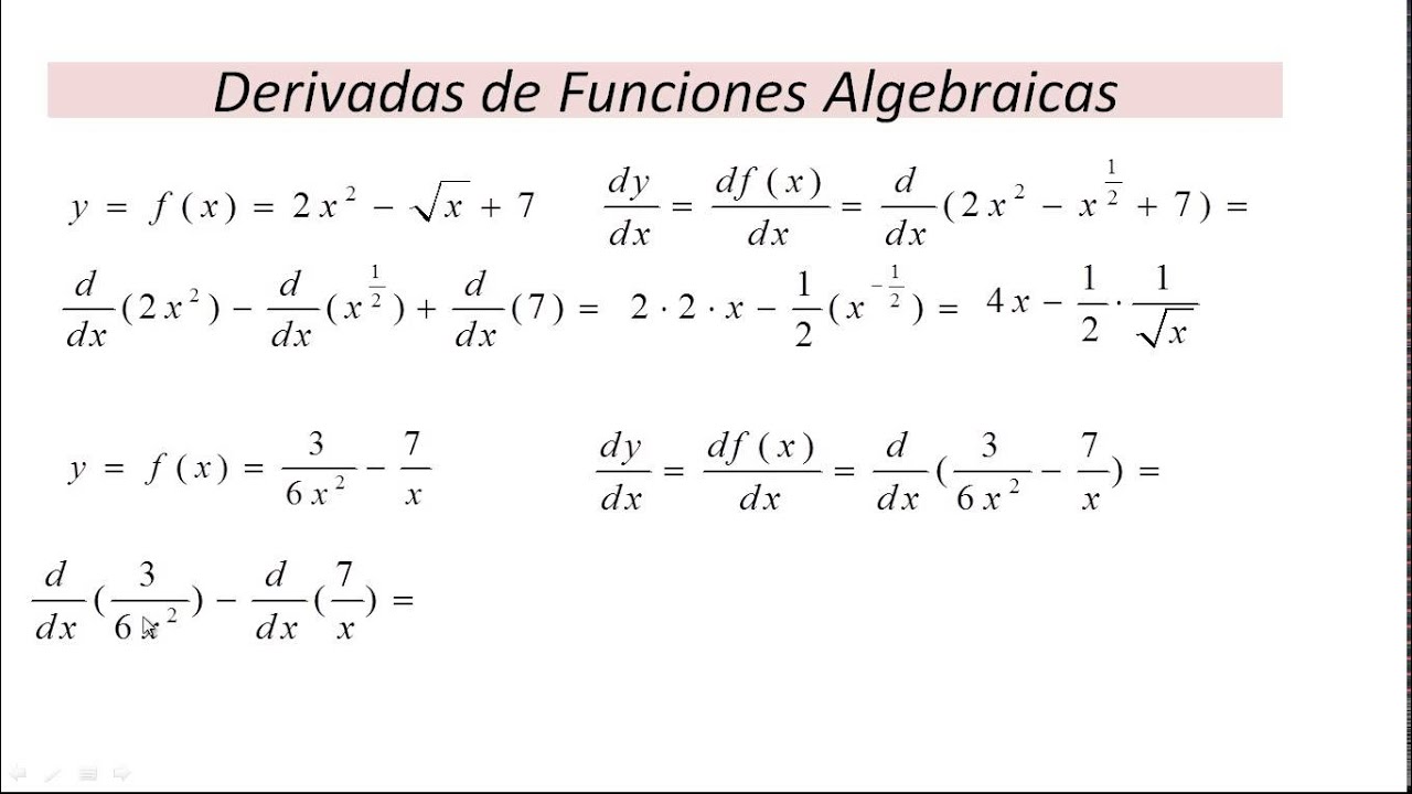Laboratorio Pórtico Tantos Derivadas de Funciones Algebraicas - YouTube