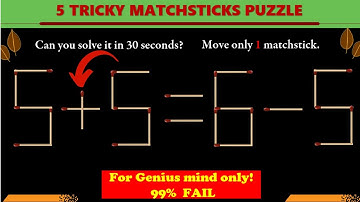 Brain Test I Solving Matchstick Puzzle #15 I 5 Tricky Matchstick Puzzle II 5 + 5 = 6 - 5