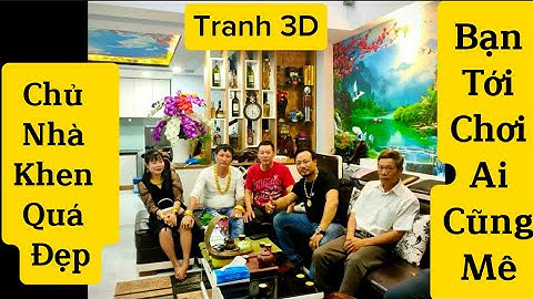 Tranh dán tường phòng khách đẹp nhất hiện nay thi công thực tế