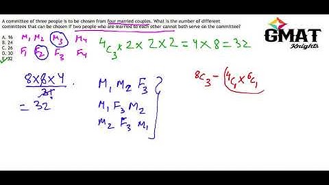 GMAT Prep - Combinatorics: Selecting a committee of three from four couples