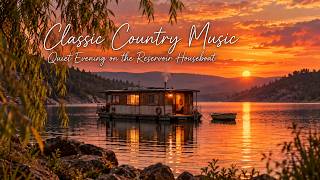 Classic Country Music | Quiet Evening on the Reservoir Houseboat (1 Hour)
