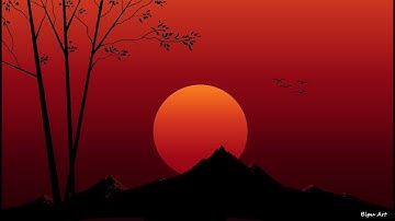 Sunrise scenery drawing | How to Draw in Ms Paint | drawing in paint in computer | paint in computer