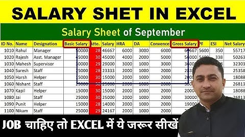 Salary Management in Excel ! Employee Salary Kaise Nikale Excel Me ! Using Formula in Excel
