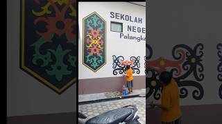 mural tembok sekolah | lukisan tembok aesthetic | motif dayak | jasa lukis dinding palangkaraya