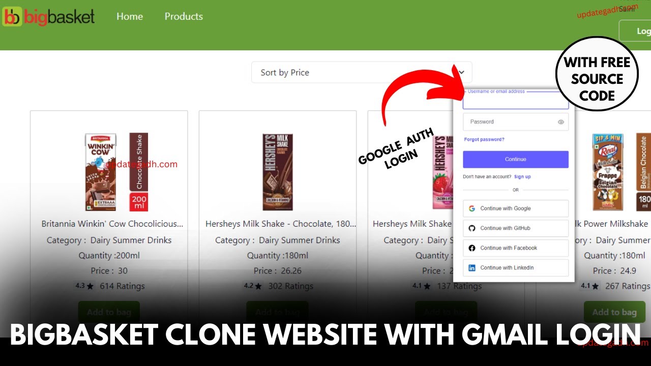 BigBasket Clone site With Gmail login Free Source Code ! YouTube