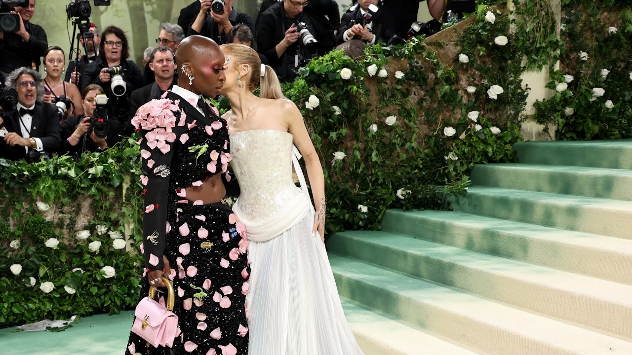 Watch Ariana Grande and Cynthia Erivo reunite on 2024 Met Gala carpet | NBC New York