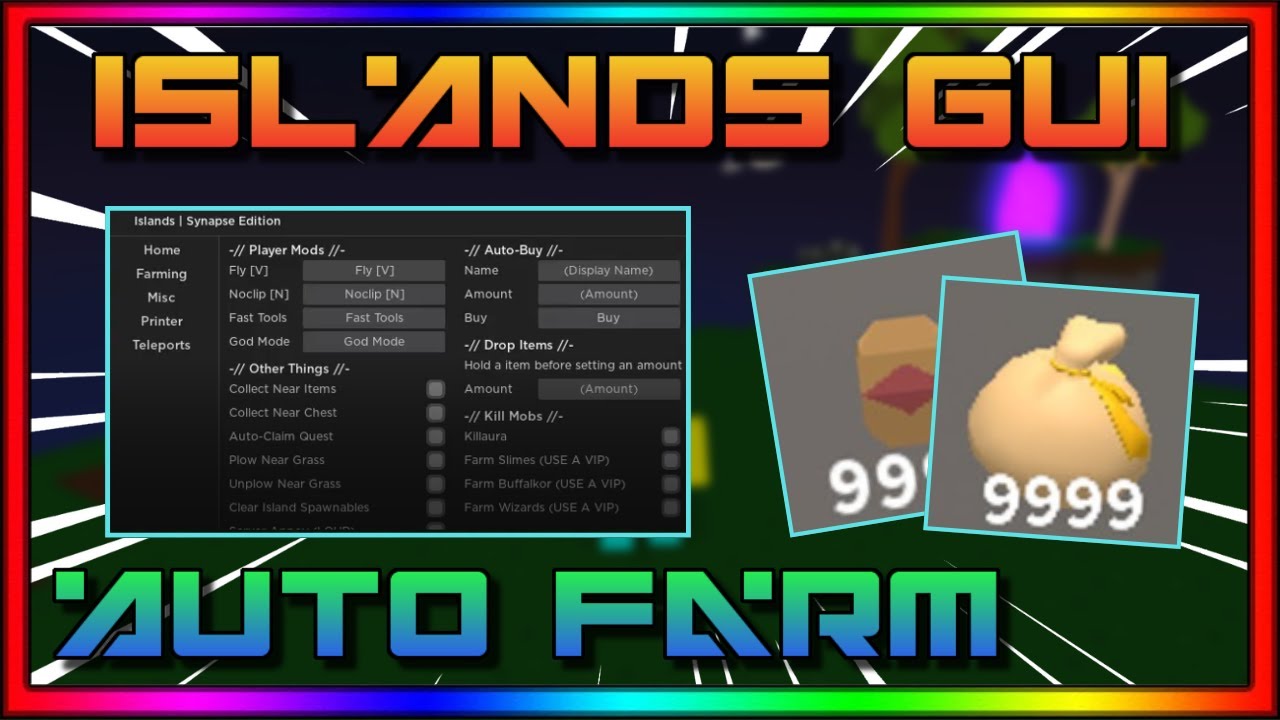 Working New Script Roblox Islands Gui Hack Script Auto Farm Print Blocks Free Items Youtube - roblox news gui