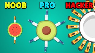 NOOB vs PRO vs HACKER | Knife vs Fruit: Just Shoot It! | Gameplay (Android/iOS) screenshot 2