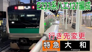 【相鉄】JR線内遅延の影響で特急大和行きに変更  ～E233系ハエ127編成～