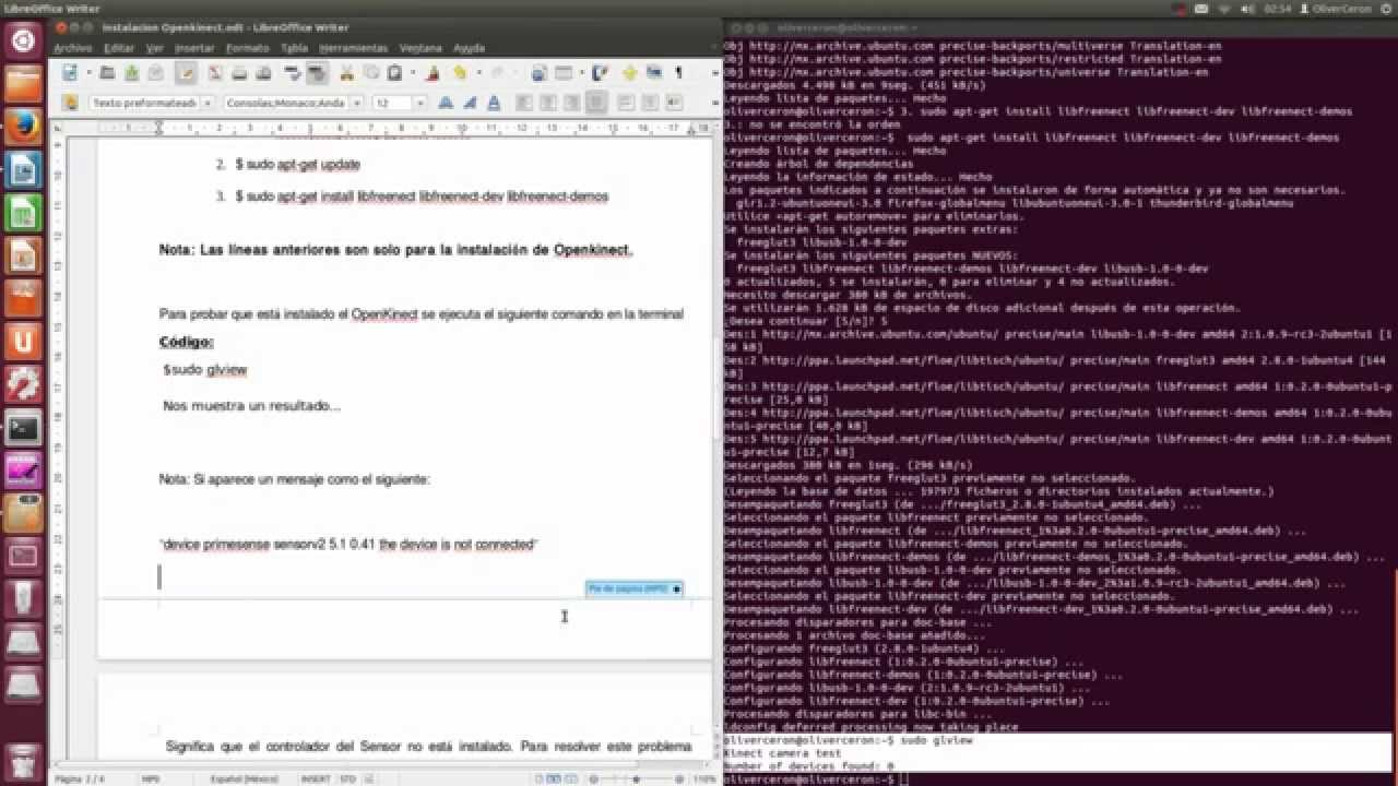 Instalación de OpenKinect Nite OpenNite+ kinect xbox 360 en ubuntu 12 ...