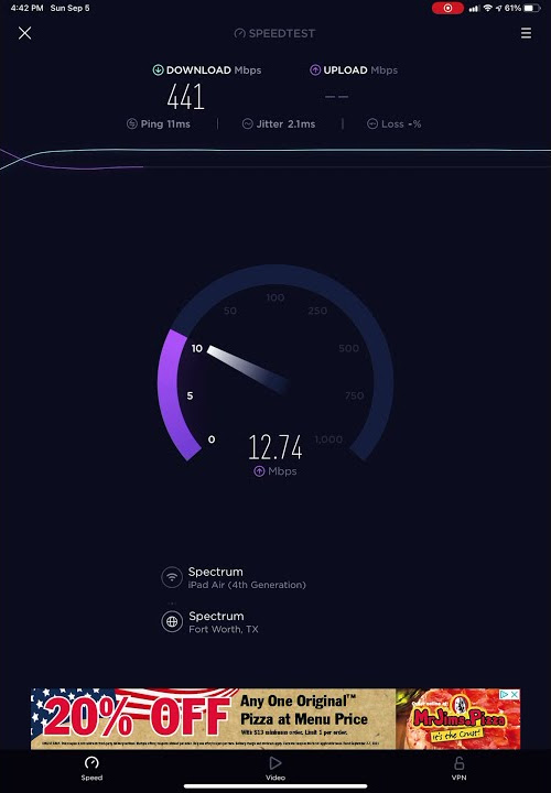 Charter spectrum speed test 1 400mbps plan youtube