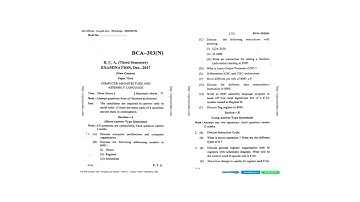 BCA 3RD SEM COMPUTER ARCHITECTURE AND ASSEMBLY LANGUAGE BCA N DEC 2017 | DDUGU