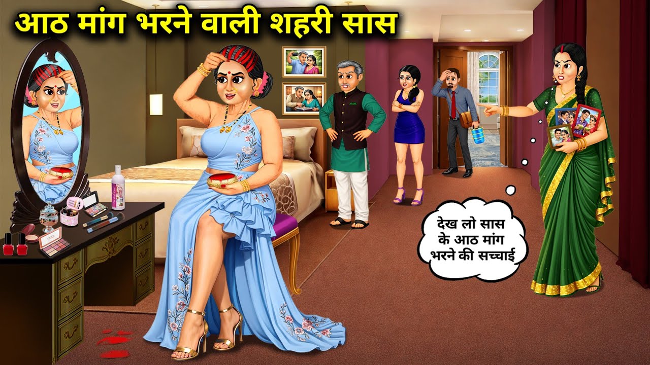 आठ मांग भरने वाली शहरी सास। Cartoon videos। Mixed chacha story। 