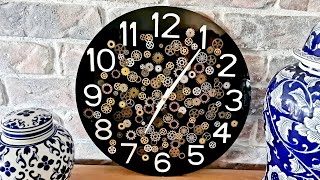 #1170 Incredible HUGE Steampunk Resin Clock With Metallic Cogs And Gears