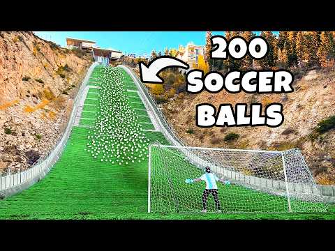 200 Soccer Balls Vs Goalie at Olympic Ski Jump