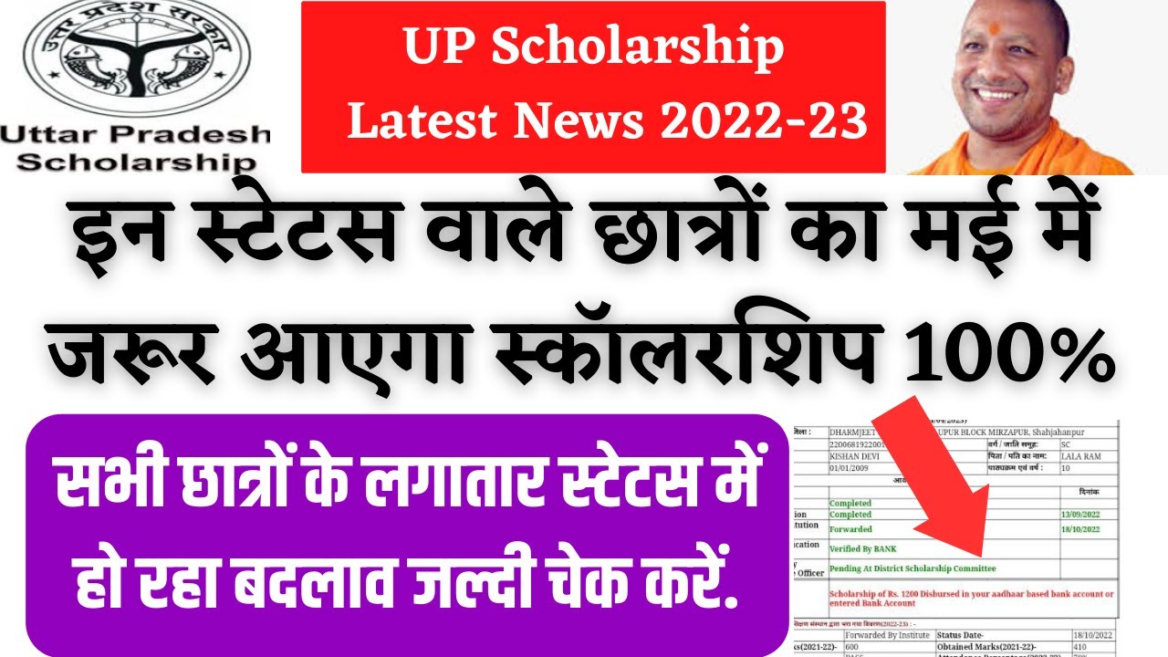 UP Scholarship Latest News Today 2022-23 || UP Scholarship Kab Tak ...