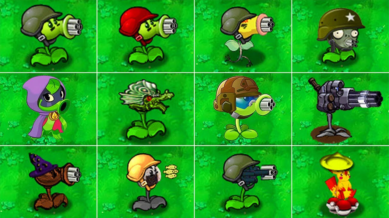 Plants vs Zombies Mod - PVZ All Gatling Pea vs All Zombot - YouTube