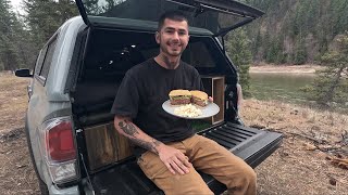 Bacon Jam Bison Burgers While Truck Camping