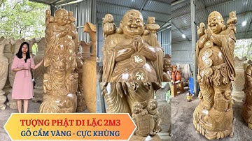 Tượng Phật Di Lặc chúc phúc gỗ cẩm vàng, mang niềm an vui và hạnh phúc