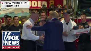 Trump cheered as he delivers pizza to FDNY firehouse