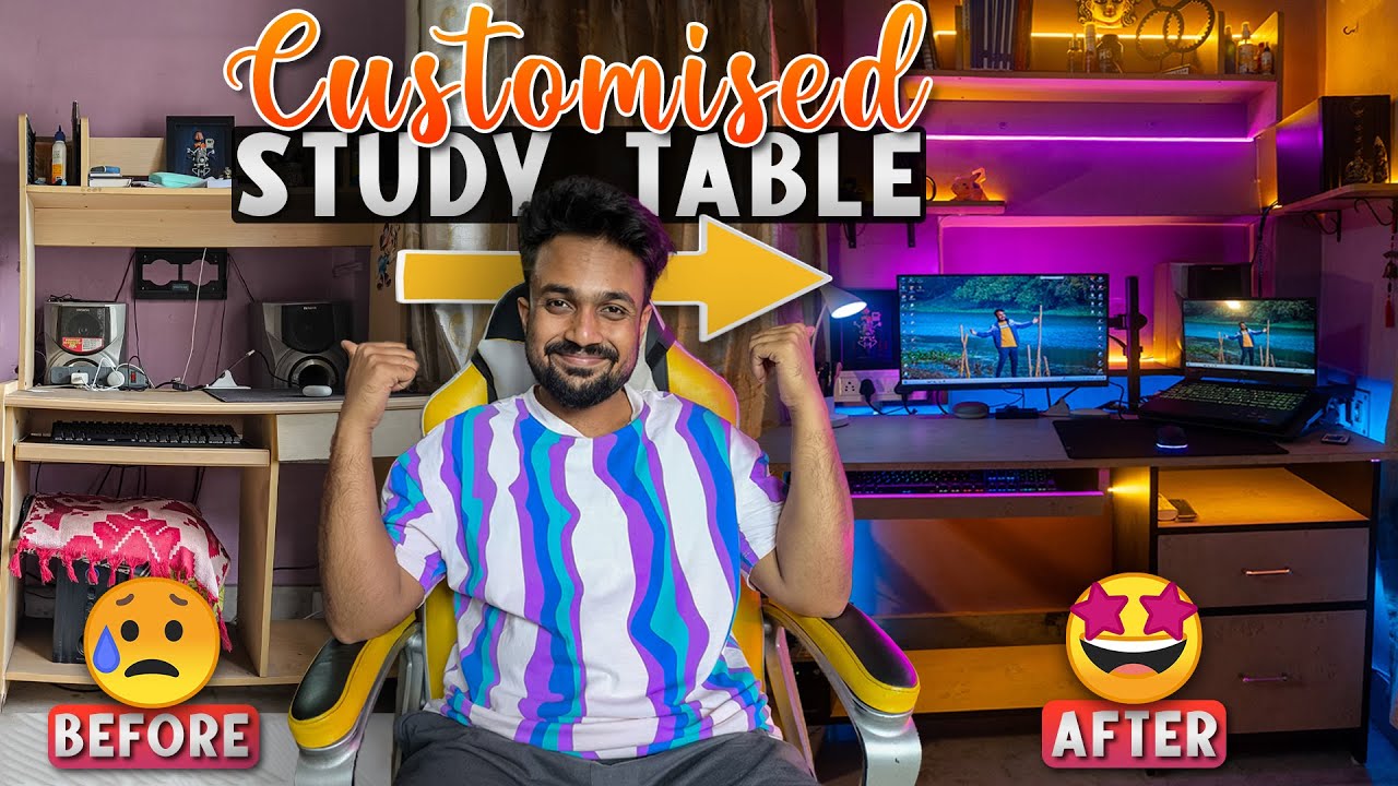 My New Customised Computer Table with RGB LED π‘ Neon Light | Making of ...