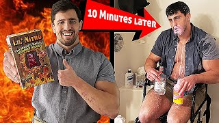 Almost DYING after eating the WORLD'S HOTTEST GUMMY BEAR | Bodybuilder VS Lil Nitro Challenge