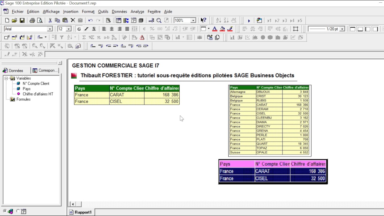 Sage Editions Pilotees Business Objects Utilisation D Une Sous Requete Youtube