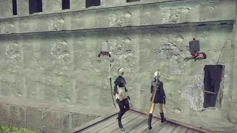 NieR Automata - 2B petting her pod.