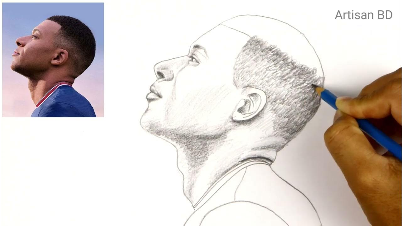 Drawing of Kylian Mbappe / Mbappe Easy Pencil Sketch / FIFA World Cup