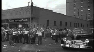 Residents of North Platte, Nebraska celebrate victory over Japan in World War 2 HD Stock Footage