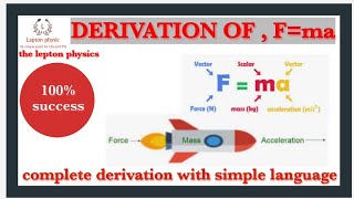 DERIVATION OF  [ F = Ma ]  complete derivation  , from Newtons 2nd law of motion  #theleptonphysics