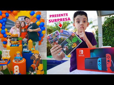 ANIVERSÁRIO DE 8 ANOS DA HELENA TEMA NARUTO E PRESENTE SURPRESA NINTENDO SWITCH