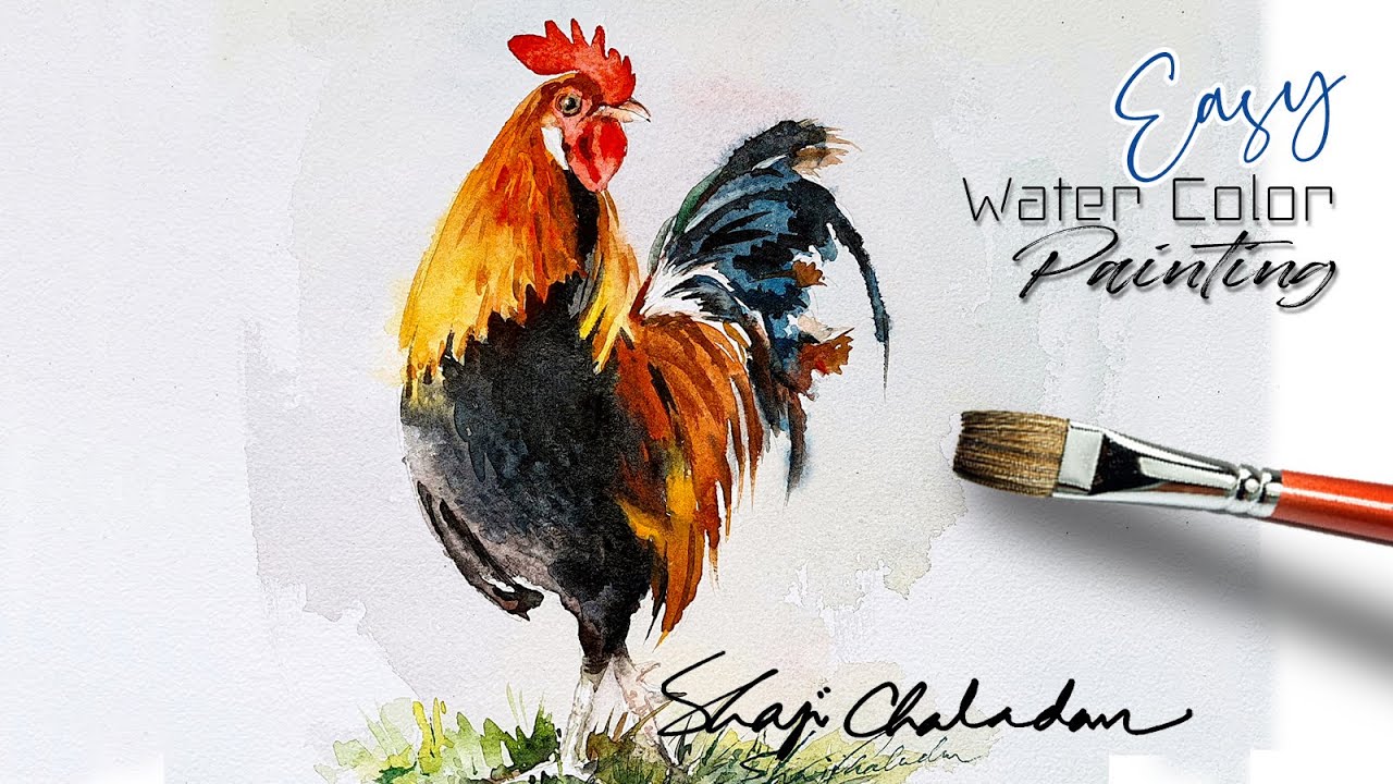 HEN - How to paint Easily | Using primary colors | Watercolor Painting | Realistic Rooster