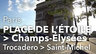 Paris en vélo, place de l&#39;Etoile, Champs-Elysées, Trocadéro, Tour Eiffel, Quai d&#39;Orsay, Saint-Michel