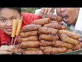 Cooking Deep Fried Crab  Ball with Ambok Jicama and Purple Yam Recipe in My Village - Donation Food