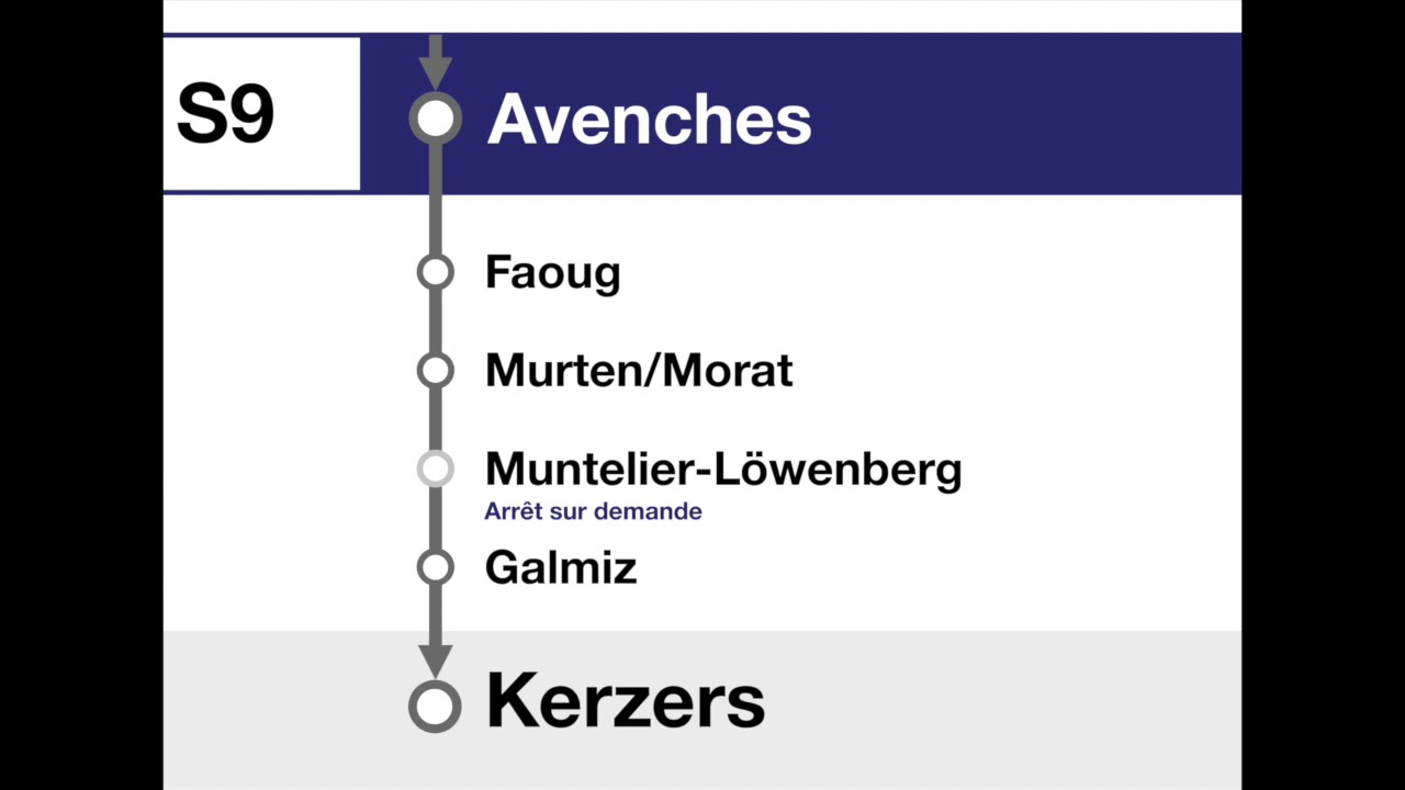 annonces CFF / SBB Ansagen - S9 RER Vaud Lausanne – Payerne – Murten/Morat – Kerzers