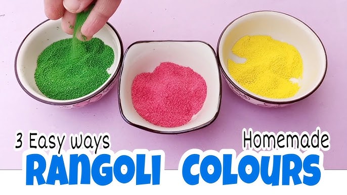 How to make rangoli colors at home, DIY Rangoli colors using rice flour  and salt