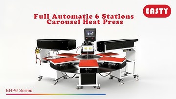 Automatic 6 Station Carousel Heat Press for tshirt DTF Heat Transfer | Easty EHP6 Rotary Heat Press