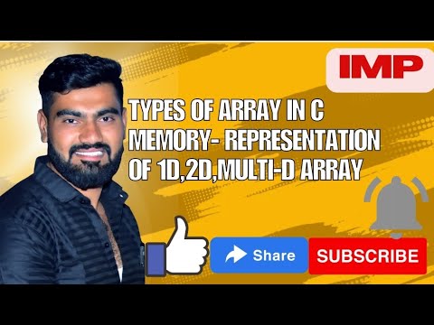 Types of array in C | memory representation of 1D,2D, multi dimensional array in C