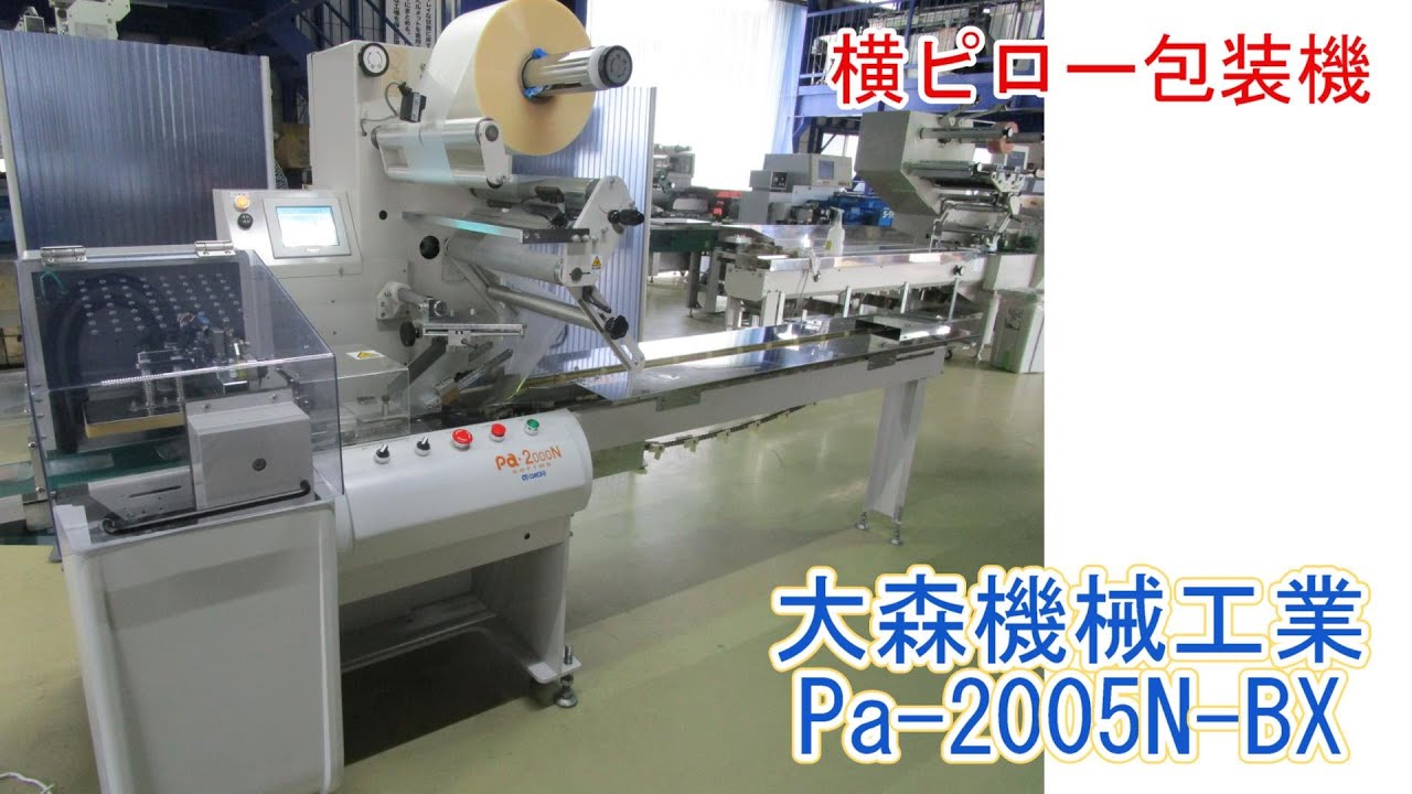 PA1587-HOY(s)＿大森機械工業 横ピロー包装機 Pa-2005N-BX - YouTube