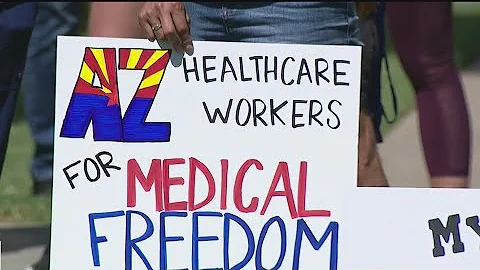 Arizona health care workers protest vaccine policies at state Capitol